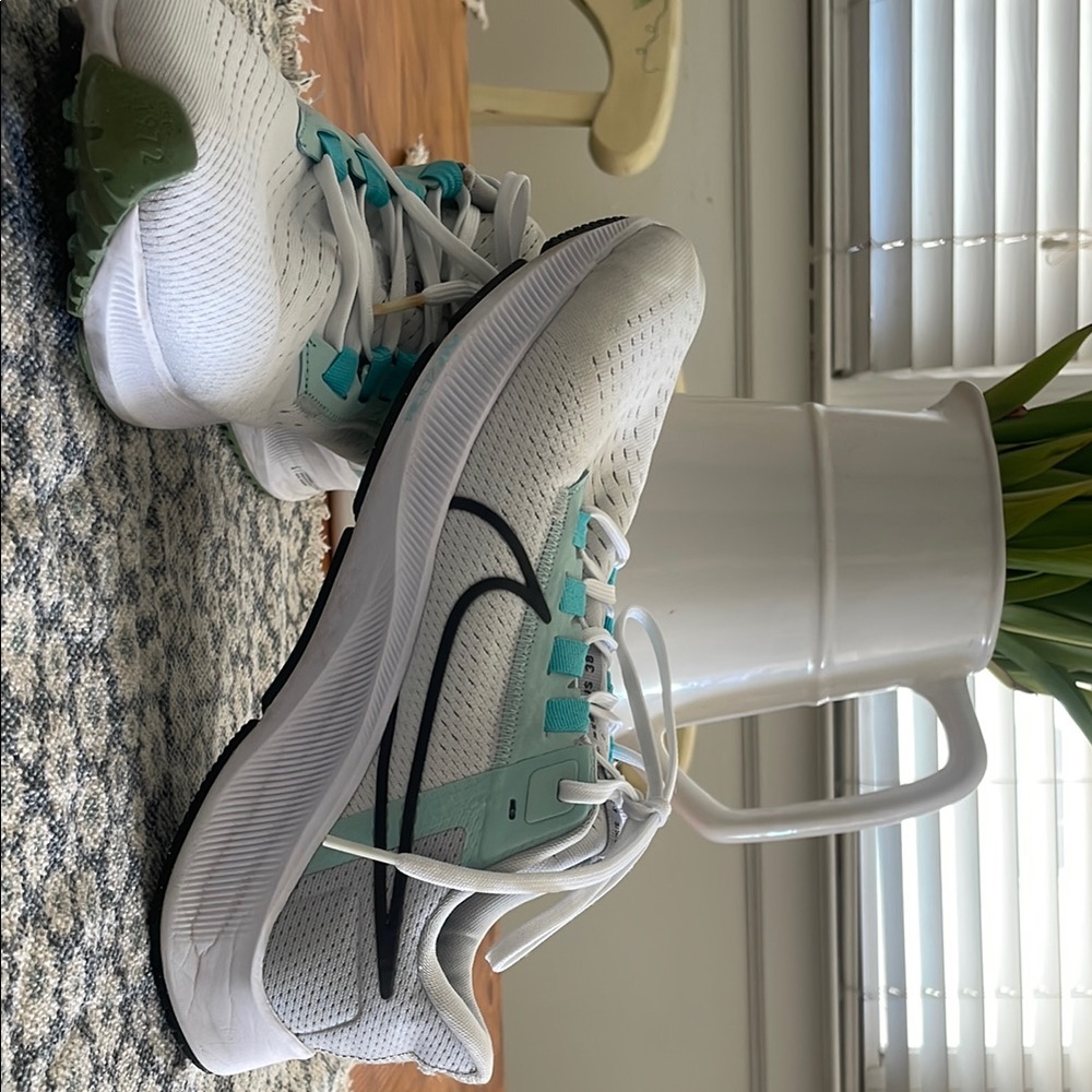 Nike Women's White and Teal Running Shoes
